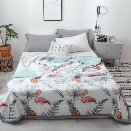 91家纺网 家纺一手货源 找家纺 珺柔 2019水洗印花夏凉被  热带雨林