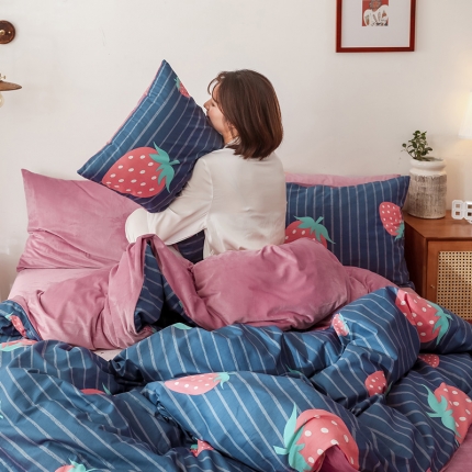 91家纺网 家纺一手货源 找家纺 （总）珺柔-2019秋冬棉加绒四件套