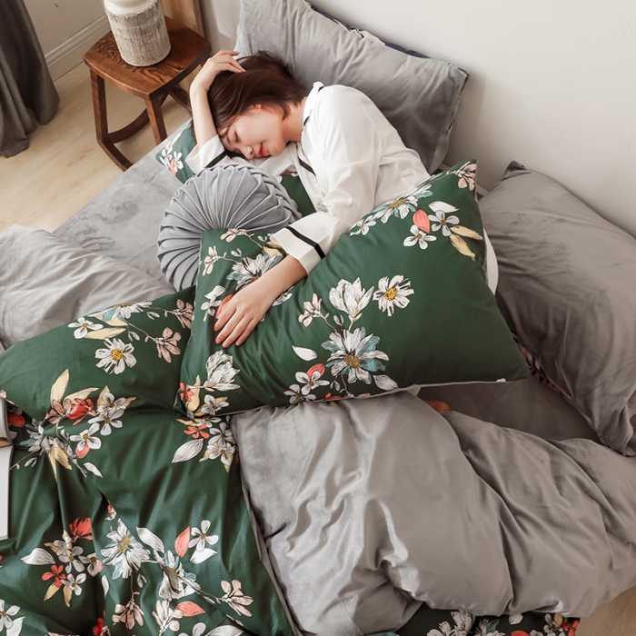 91家纺网 家纺一手货源 找家纺 珺柔-2019秋冬棉加绒四件套 浮华