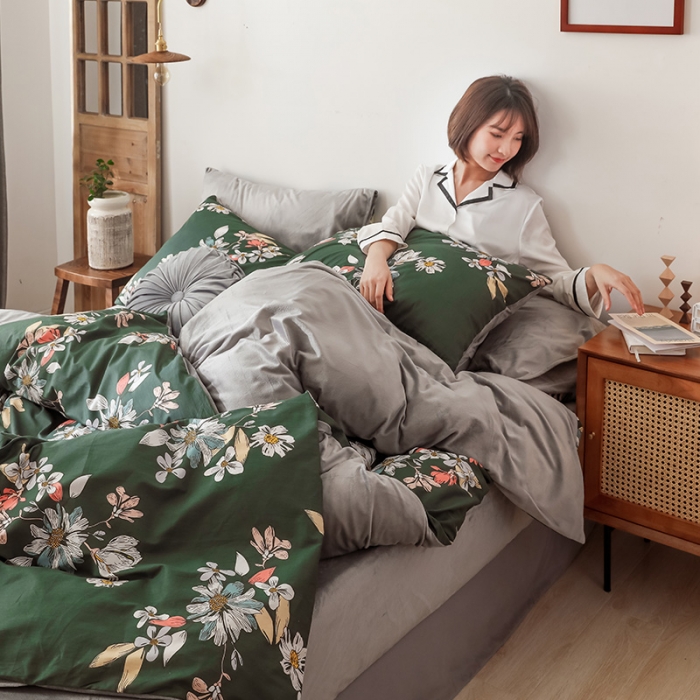 91家纺网 家纺一手货源 找家纺 珺柔-2019秋冬棉加绒四件套 浮华