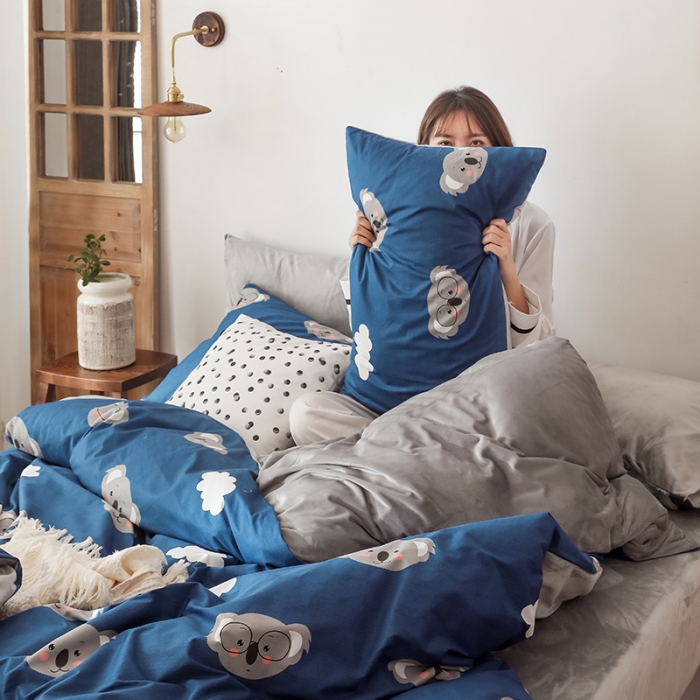 91家纺网 家纺一手货源 找家纺 珺柔-2019秋冬棉加绒四件套 乖乖狗