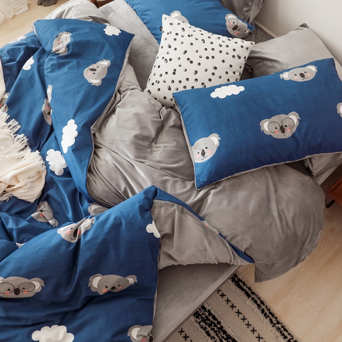 91家纺网 家纺一手货源 找家纺 珺柔-2019秋冬棉加绒四件套 乖乖狗