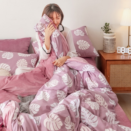 珺柔-2019秋冬棉加绒四件套 红樱桃