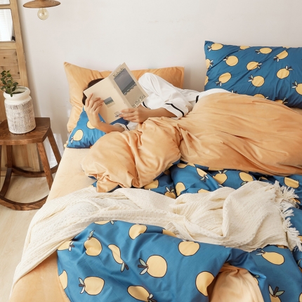 珺柔-2019秋冬棉加绒四件套 苹果乐园