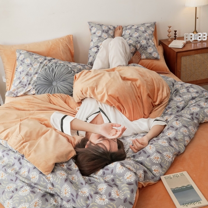 91家纺网 家纺一手货源 找家纺 珺柔-2019秋冬棉加绒四件套 钟情