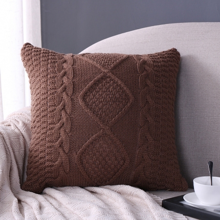 91家纺网 家纺一手货源 找家纺 暖绵绵家纺 蒂亚靠枕套针织靠枕抱枕靠垫不含芯 卡其
