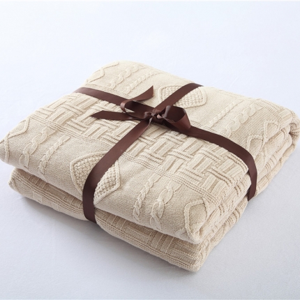 91家纺网 家纺一手货源 找家纺 暖绵绵家纺 菱形加绒全棉针织毯子线毯午睡休闲盖毯花色1