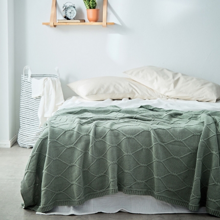 91家纺网 家纺一手货源 找家纺 暖绵绵家纺 新款针织毯子线毯盖毯 安格斯- 淡绿色