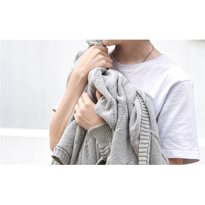 91家纺网 家纺一手货源 找家纺 暖绵绵家纺 新款针织毯子线毯盖毯 安格斯-浅灰色