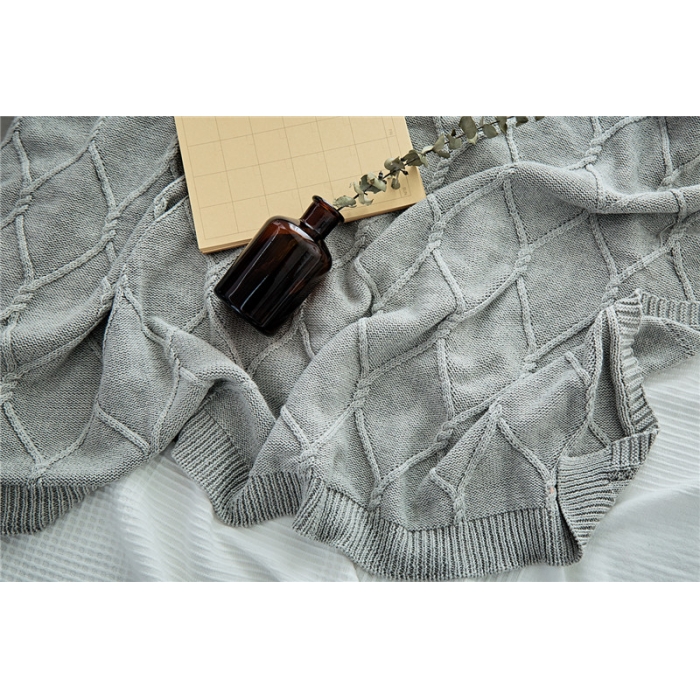 91家纺网 家纺一手货源 找家纺 暖绵绵家纺 新款针织毯子线毯盖毯 安格斯-浅灰色