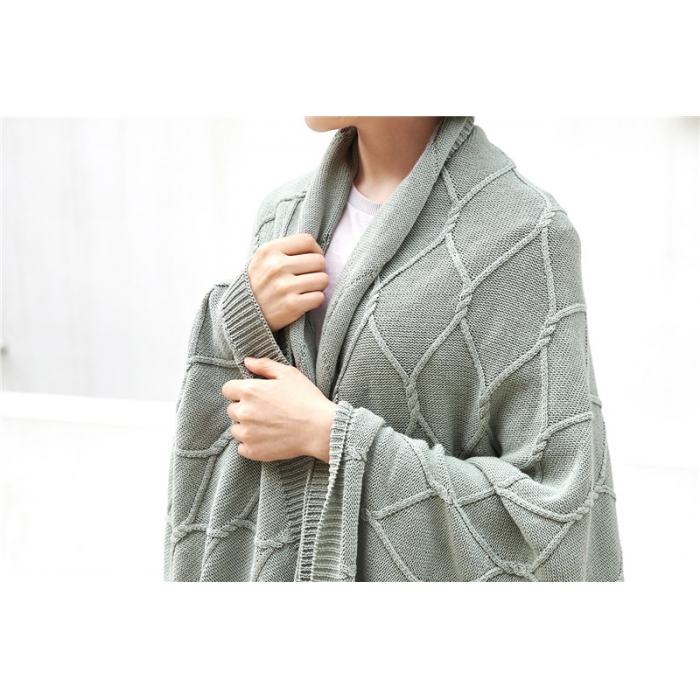 91家纺网 家纺一手货源 找家纺 暖绵绵家纺 新款针织毯子线毯盖毯 安格斯-浅灰色