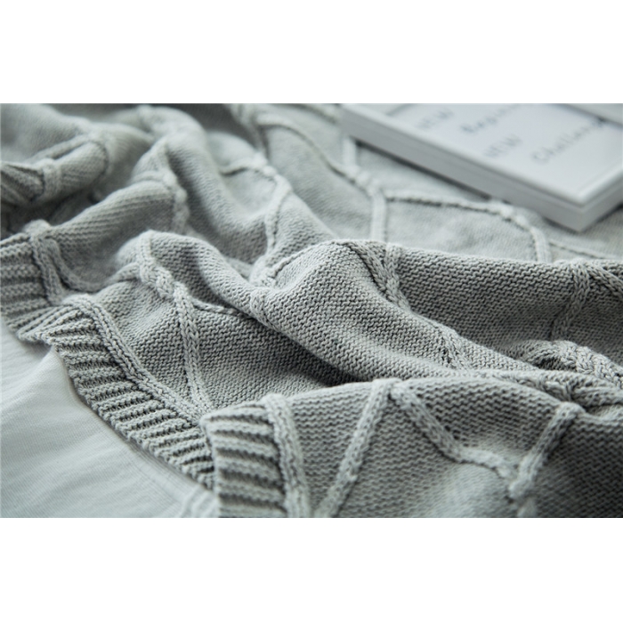 91家纺网 家纺一手货源 找家纺 暖绵绵家纺 新款针织毯子线毯盖毯 安格斯-浅灰色