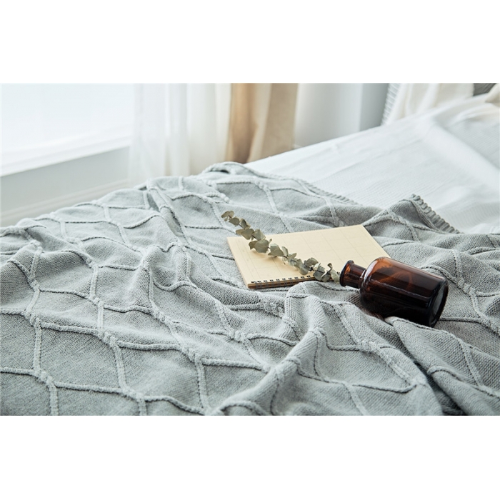 91家纺网 家纺一手货源 找家纺 暖绵绵家纺 新款针织毯子线毯盖毯 安格斯-浅灰色