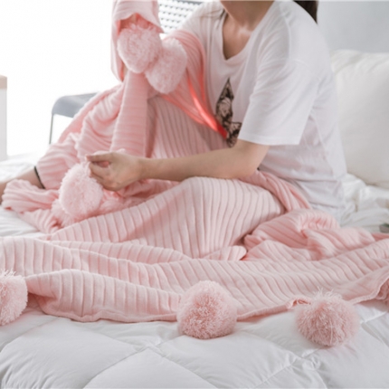 91家纺网 家纺一手货源 找家纺 （总）暖绵绵家纺 全棉纯色大球毯针织毯子午睡软装线毯