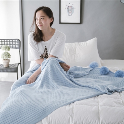 91家纺网 家纺一手货源 找家纺 （总）暖绵绵家纺 全棉纯色大球毯针织毯子午睡软装线毯