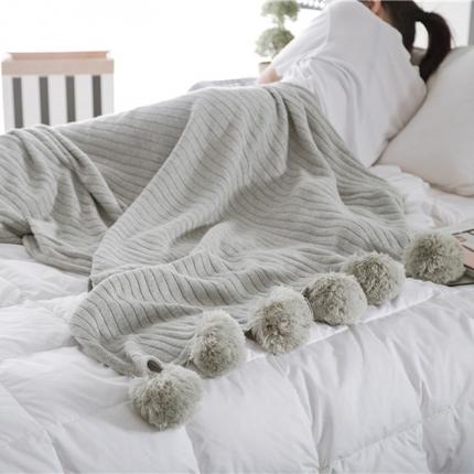 91家纺网 家纺一手货源 找家纺 （总）暖绵绵家纺 全棉纯色大球毯针织毯子午睡软装线毯