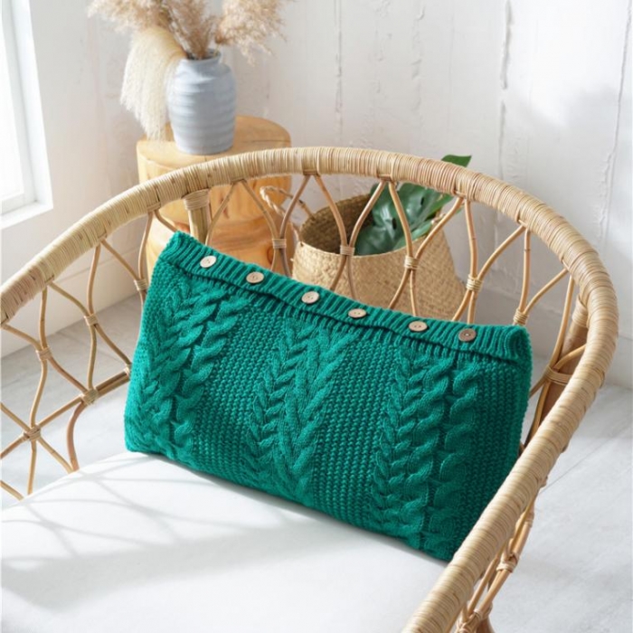 91家纺网 家纺一手货源 找家纺 暖绵绵家纺 新款吉赛尔系列针织靠枕抱枕靠垫墨绿