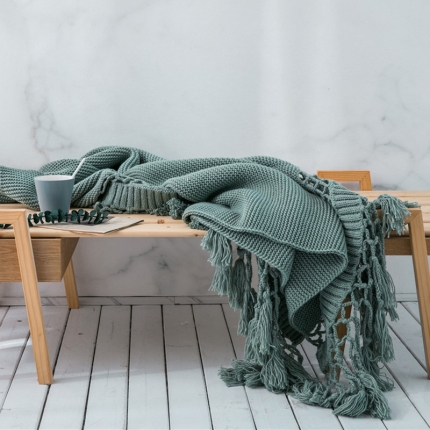 91家纺网 家纺一手货源 找家纺 暖绵绵家纺  新款乔伊软装床尾巾针织毯子线毯 胡青色