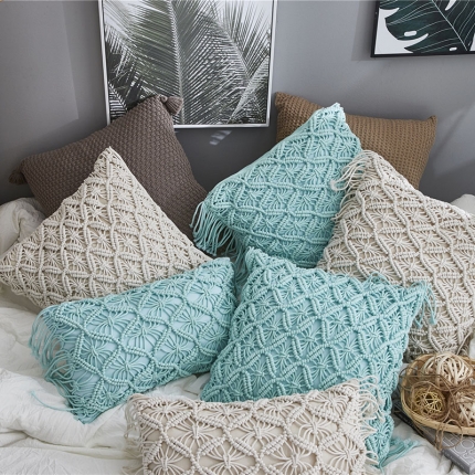 91家纺网 家纺一手货源 找家纺 暖绵绵家纺 沐香手工针织靠枕抱枕靠垫含芯 米色