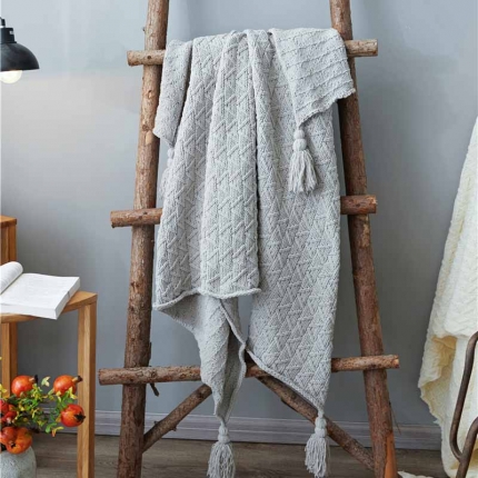 暖绵绵 新款艾斯系列针织毯子线毯毛毯 浅灰