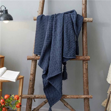91家纺网 家纺一手货源 找家纺 暖绵绵 新款艾斯系列针织毯子线毯毛毯 深蓝