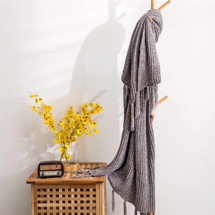 暖绵绵 新款梅格尔针织毛毯线毯 红咖啡