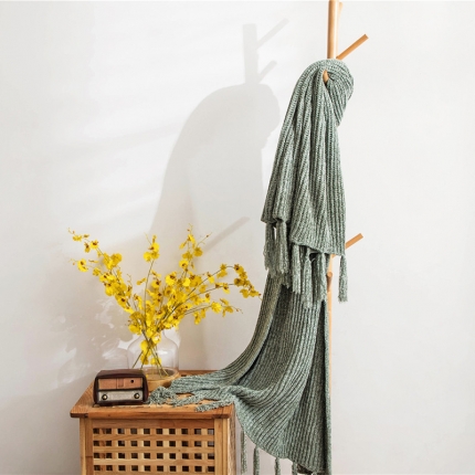 暖绵绵 新款梅格尔针织毛毯线毯 仙果绿