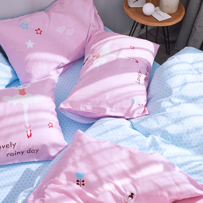 91家纺网 家纺一手货源 找家纺 卧趣家纺 2019全棉简约喷气套件 芭蕾少女