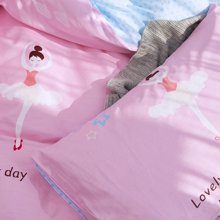 91家纺网 家纺一手货源 找家纺 卧趣家纺 2019全棉简约喷气套件 芭蕾少女