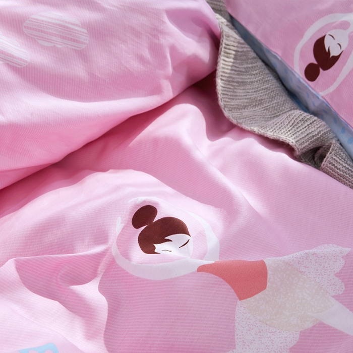 91家纺网 家纺一手货源 找家纺 卧趣家纺 2019全棉简约喷气套件 芭蕾少女