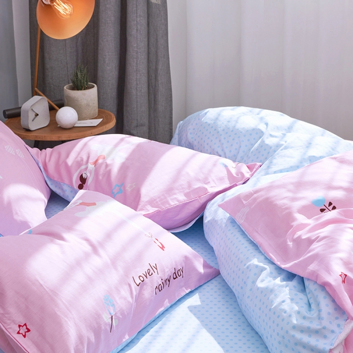 91家纺网 家纺一手货源 找家纺 卧趣家纺 2019全棉简约喷气套件 芭蕾少女