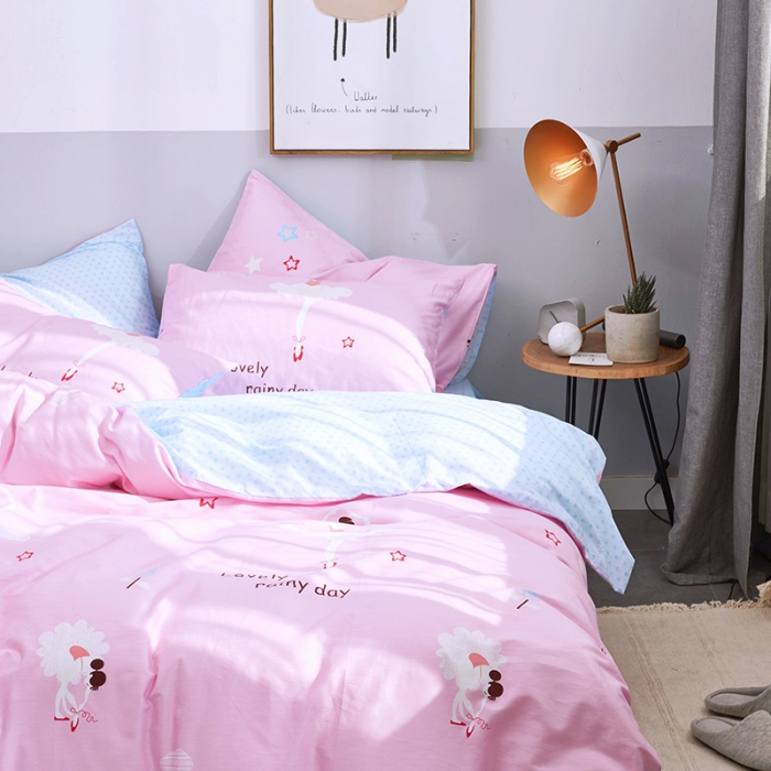 91家纺网 家纺一手货源 找家纺 卧趣家纺 2019全棉简约喷气套件 芭蕾少女