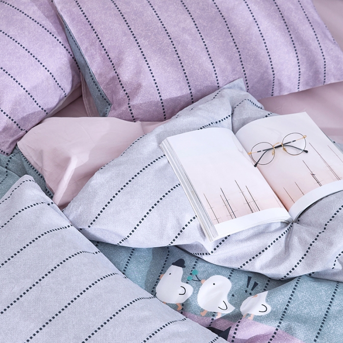 91家纺网 家纺一手货源 找家纺 卧趣家纺 2019全棉简约喷气套件 白面包