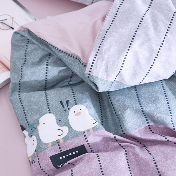 91家纺网 家纺一手货源 找家纺 卧趣家纺 2019全棉简约喷气套件 白面包