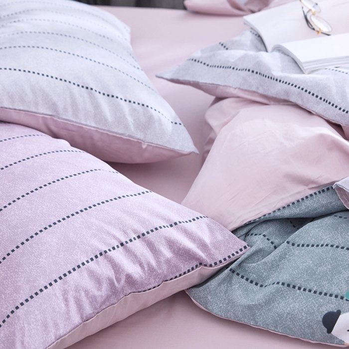 91家纺网 家纺一手货源 找家纺 卧趣家纺 2019全棉简约喷气套件 白面包