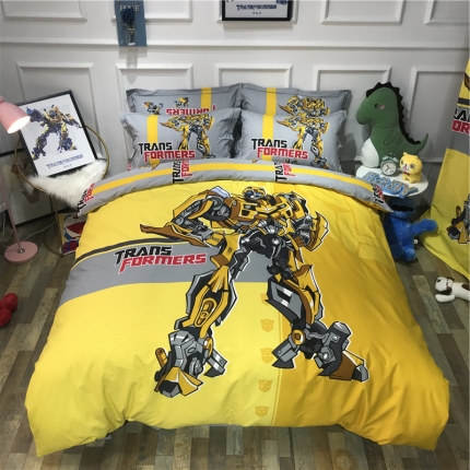 91家纺网 家纺一手货源 找家纺 卧趣家纺 2019全棉卡通生态磨毛四件套 大黄蜂