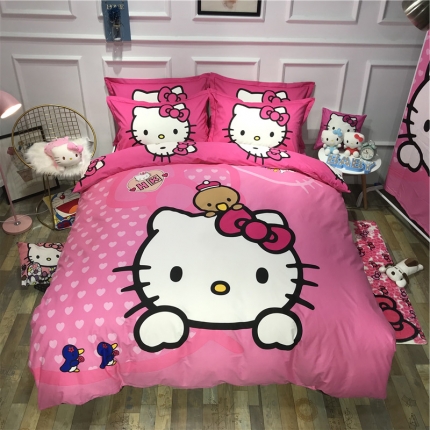 91家纺网 家纺一手货源 找家纺 卧趣家纺 2019全棉卡通生态磨毛四件套 哈尼