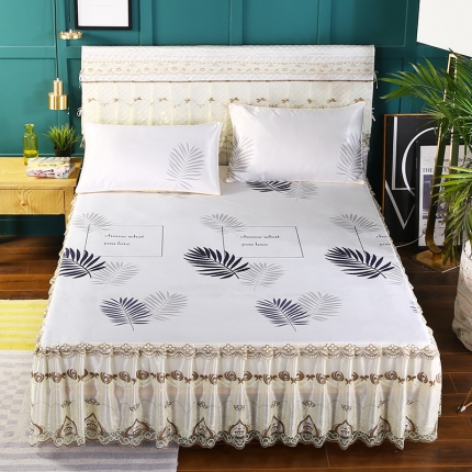 91家纺网 家纺一手货源 找家纺 情恒家纺 2019冰丝单床头罩大靠背靠垫 叶之舞-米黄