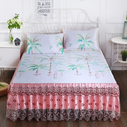 91家纺网 家纺一手货源 找家纺 情恒家纺 2019新款冰丝布艺单床裙 花间意-玉