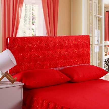 91家纺网 家纺一手货源 找家纺 情恒家纺 2019蕾丝床头罩大靠背靠垫百年好合