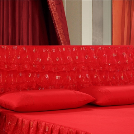 91家纺网 家纺一手货源 找家纺 情恒家纺 2019蕾丝床头罩大靠背靠垫喜结良缘