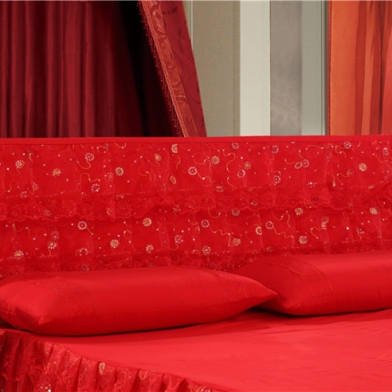 情恒家纺 2019蕾丝床头罩大靠背靠垫永结同心