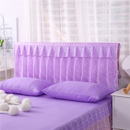 91家纺网 家纺一手货源 找家纺 情恒家纺 2019蕾丝床头罩大靠背靠垫月满花香系列 紫色