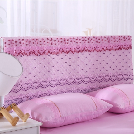91家纺网 家纺一手货源 找家纺 情恒家纺 2019蕾丝床头罩大靠背靠垫北欧风情系列 粉色