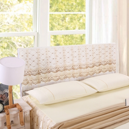 91家纺网 家纺一手货源 找家纺 情恒家纺 2019蕾丝床头罩大靠背靠垫浪漫风情系列 浪漫风情-米黄色