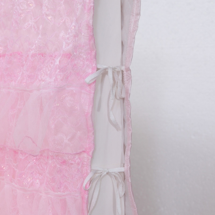 91家纺网 家纺一手货源 找家纺 情恒家纺 2019蕾丝床头罩大靠背靠垫繁花似锦系列 粉色