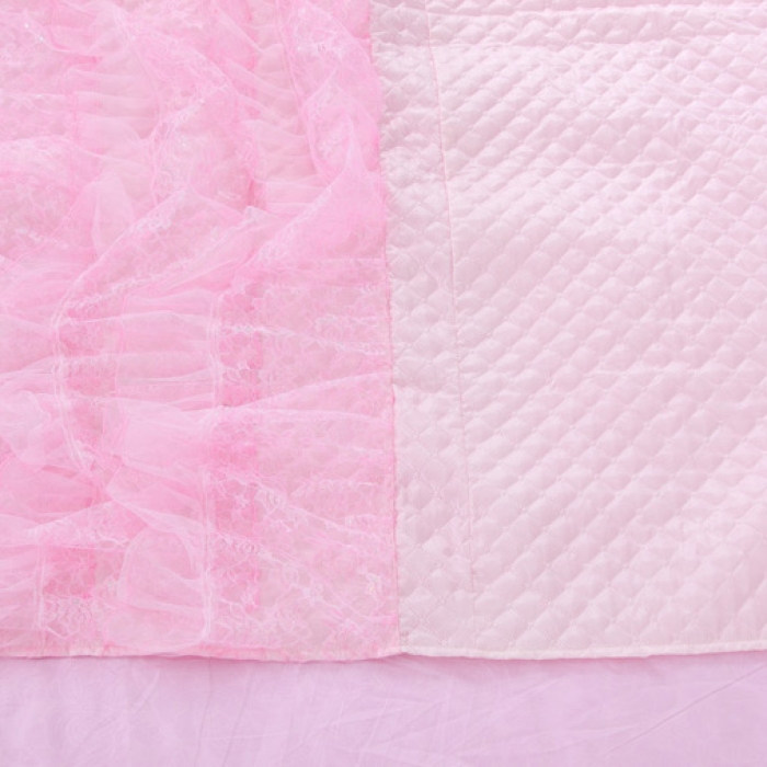 91家纺网 家纺一手货源 找家纺 情恒家纺 2019蕾丝床头罩大靠背靠垫繁花似锦系列 粉色