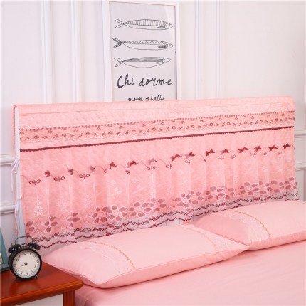 91家纺网 家纺一手货源 找家纺 情恒家纺 2019蕾丝床头罩大靠背靠垫春光明媚系列 玉色