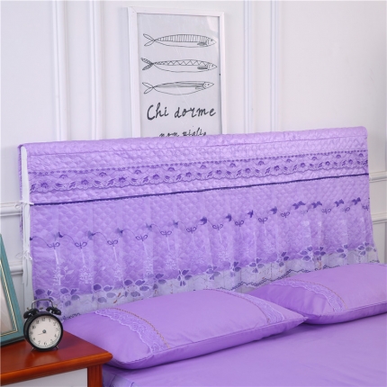 91家纺网 家纺一手货源 找家纺 情恒家纺 2019蕾丝床头罩大靠背靠垫春光明媚系列 紫色