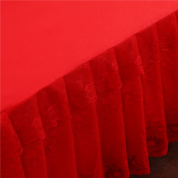 91家纺网 家纺一手货源 找家纺 情恒家纺 2019新款蕾丝床裙系列月满花香 大红色